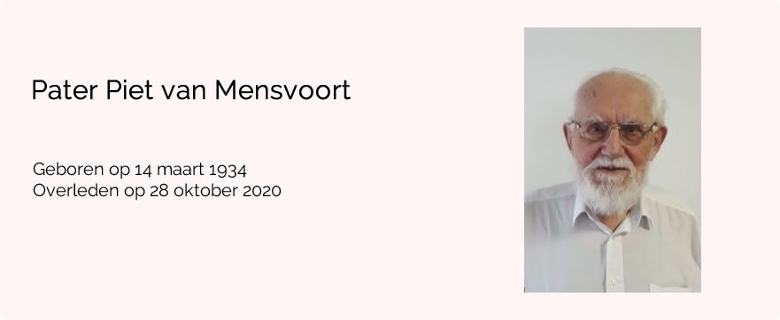 In memoriam pater Piet van Mensvoort